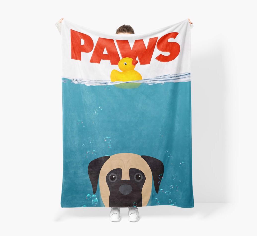 'Paws' - Personalized {breedFullName} Blanket: Premium Sherpa Fleece