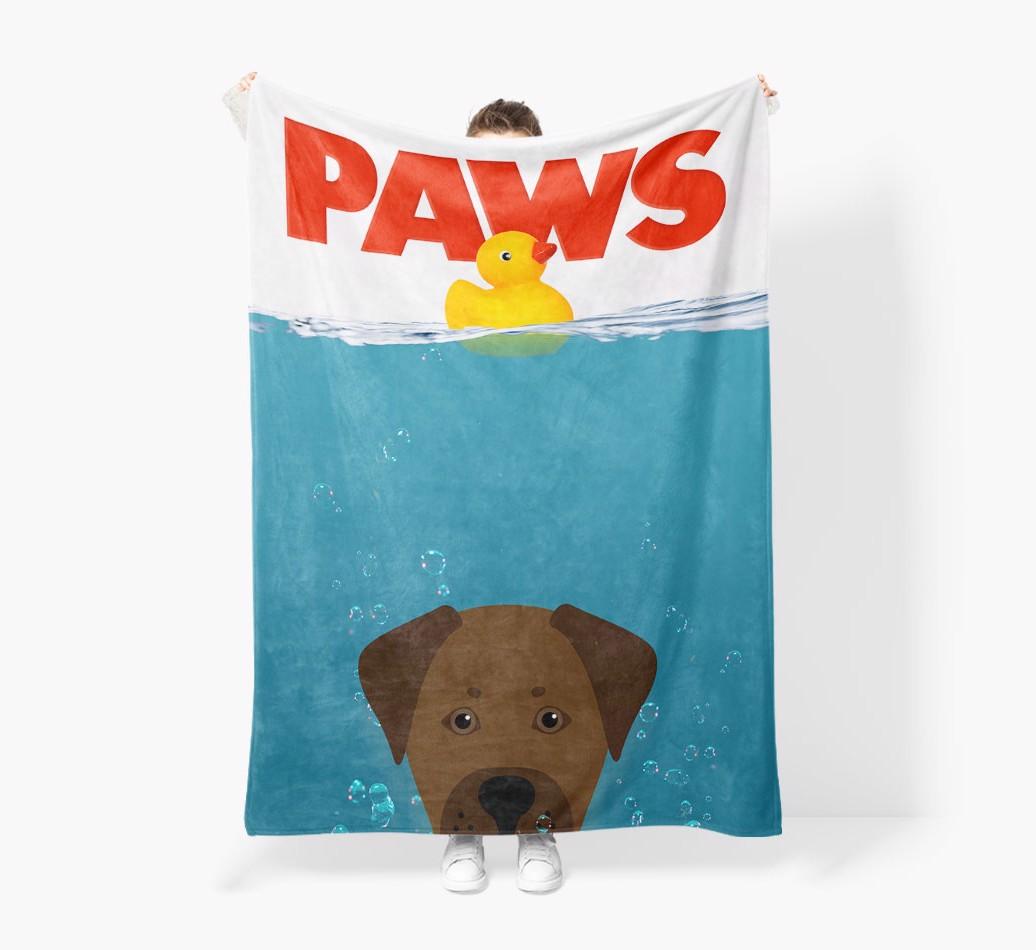 'Paws' - Personalized {breedFullName} Blanket: Premium Sherpa Fleece