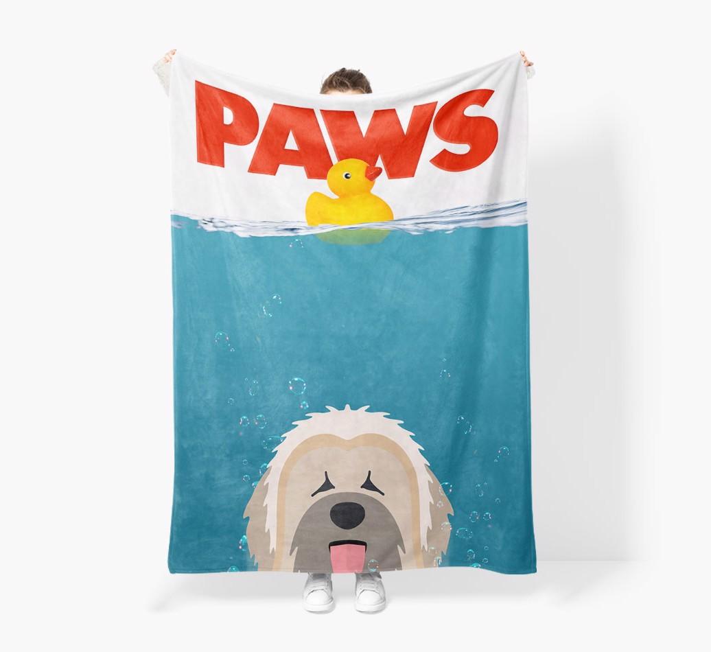 'Paws' - Personalized {breedFullName} Blanket: Premium Sherpa Fleece