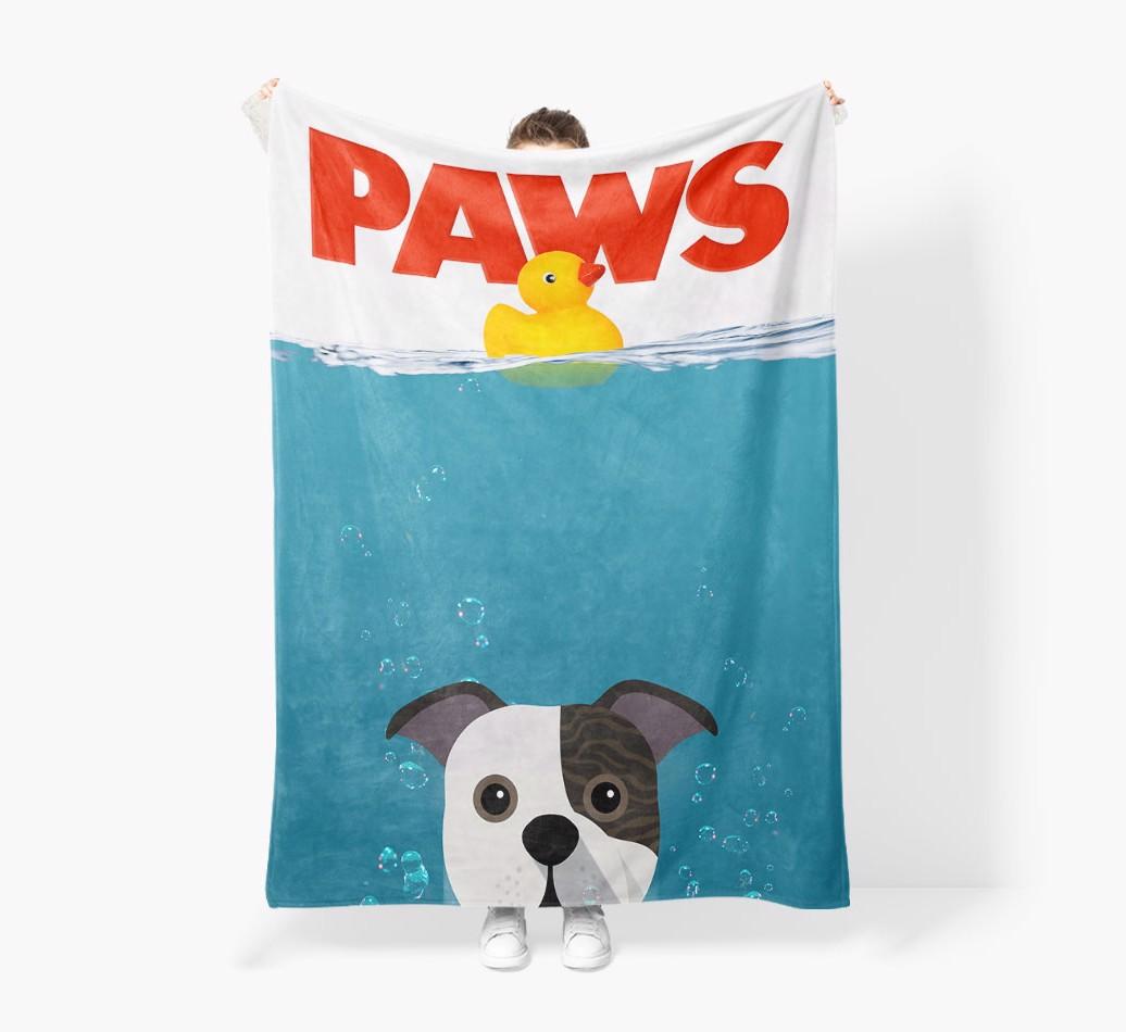 'Paws' - Personalized {breedFullName} Blanket: Premium Sherpa Fleece