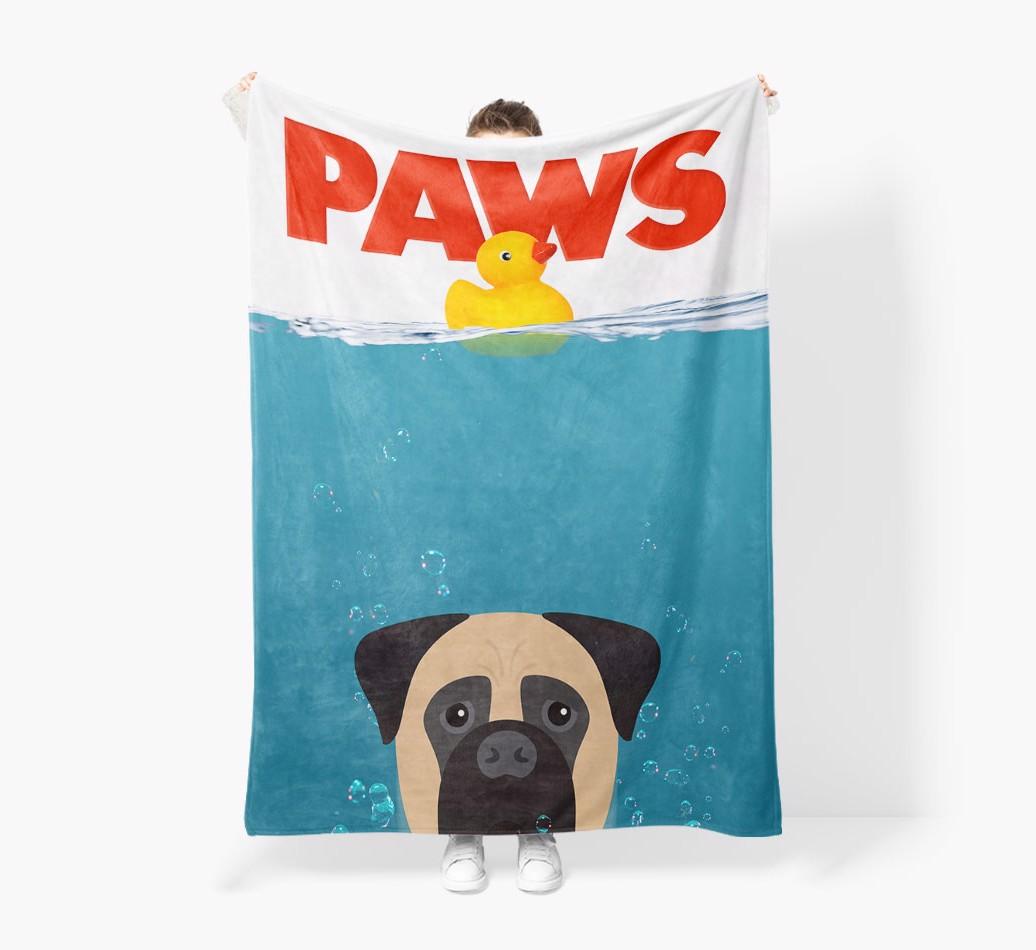 'Paws' - Personalized {breedFullName} Blanket: Premium Sherpa Fleece