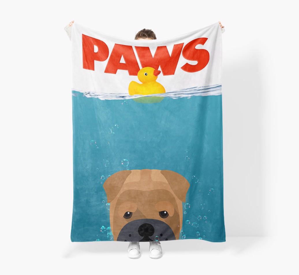 'Paws' - Personalized {breedFullName} Blanket: Premium Sherpa Fleece