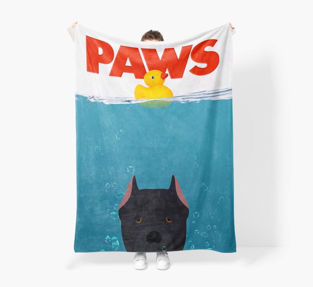 'Paws' - Personalized {breedFullName} Blanket: Premium Sherpa Fleece