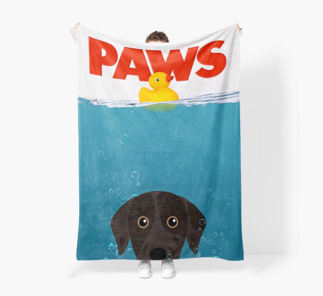 'Paws' - Personalized {breedFullName} Blanket: Premium Sherpa Fleece