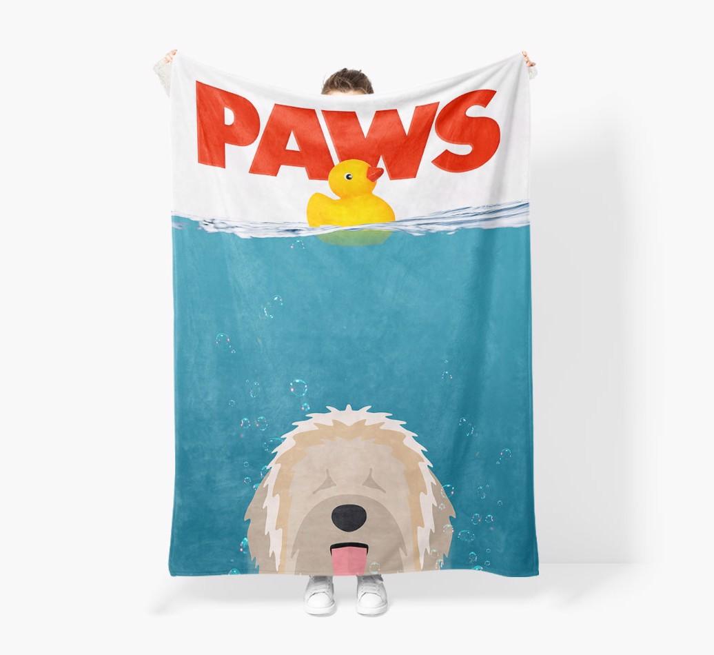 'Paws' - Personalized {breedFullName} Blanket: Premium Sherpa Fleece