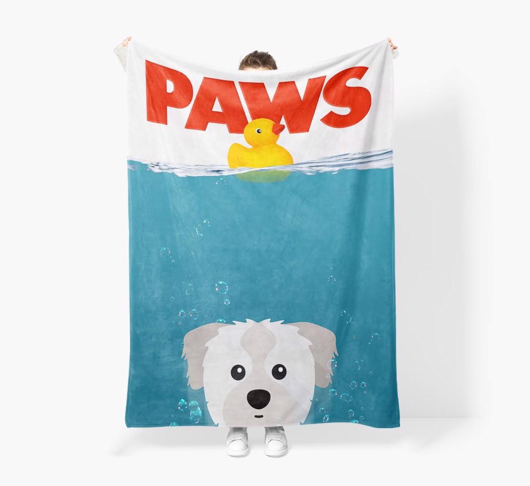 'Paws' - Personalized {breedFullName} Blanket: Premium Sherpa Fleece
