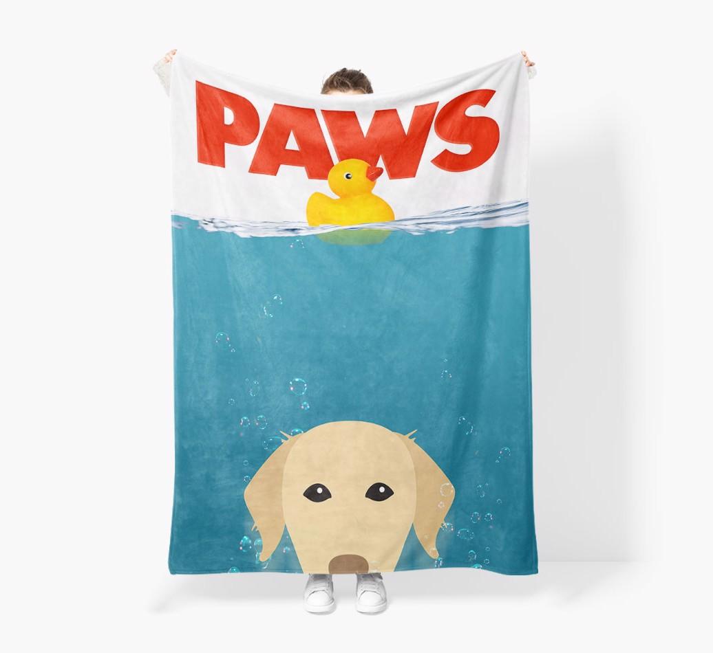 'Paws' - Personalized {breedFullName} Blanket: Premium Sherpa Fleece