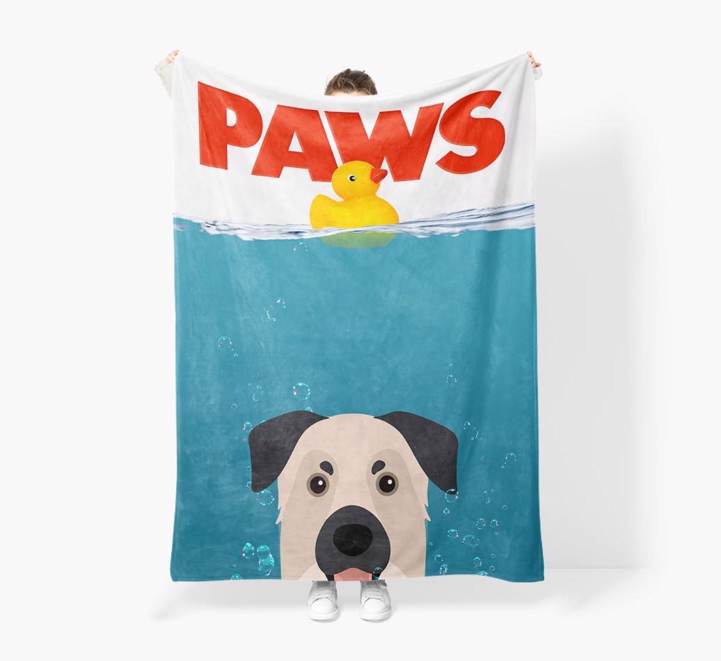 'Paws' - Personalized {breedFullName} Blanket: Premium Sherpa Fleece