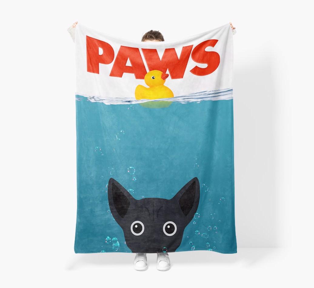 'Paws' - Personalized {breedFullName} Blanket: Premium Sherpa Fleece