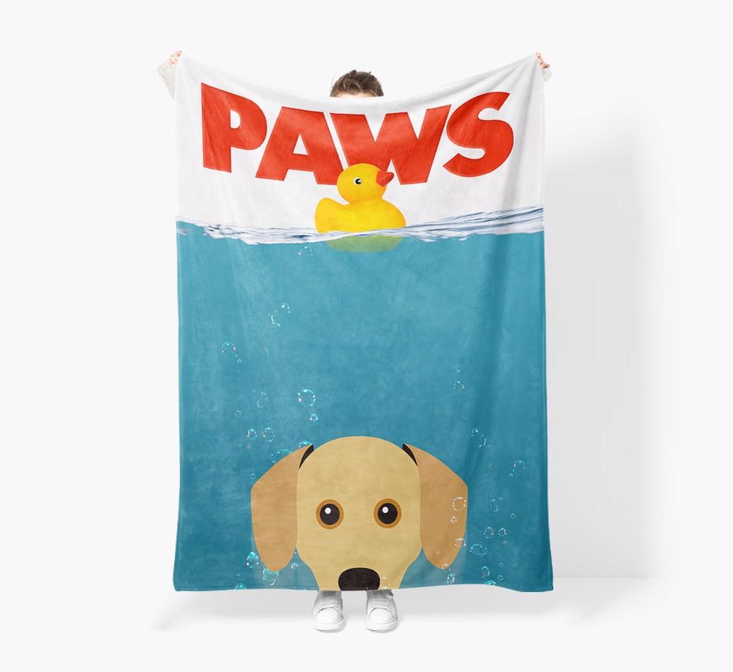 'Paws' - Personalized {breedFullName} Blanket: Premium Sherpa Fleece