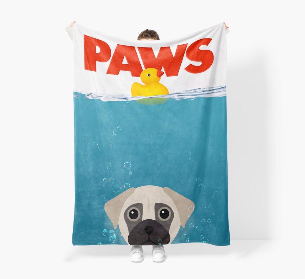 'Paws' - Personalized {breedFullName} Blanket: Premium Sherpa Fleece