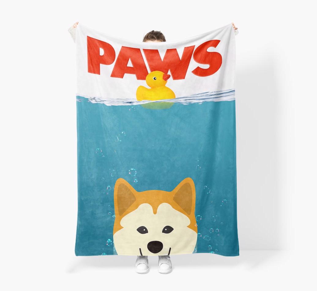 'Paws' - Personalized {breedFullName} Blanket: Premium Sherpa Fleece