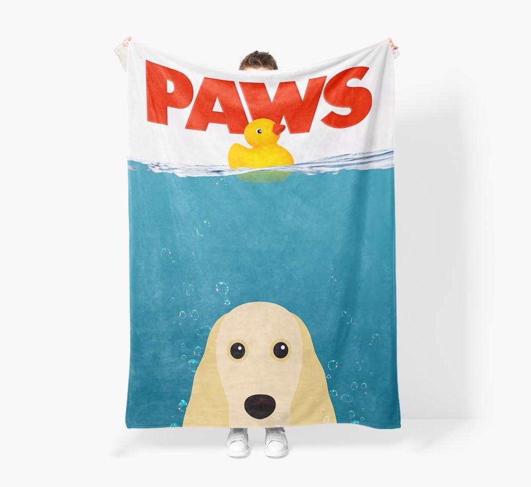 'Paws' - Personalized {breedFullName} Blanket: Premium Sherpa Fleece