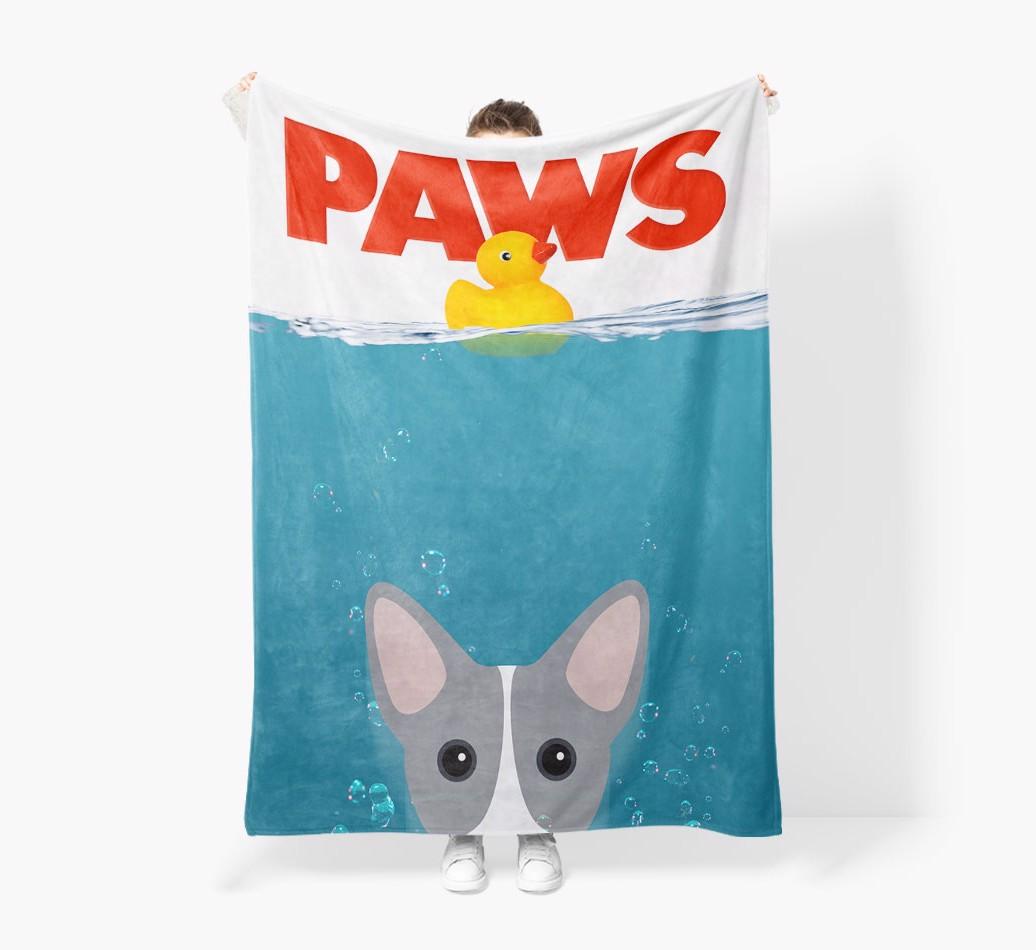 'Paws' - Personalized {breedFullName} Blanket: Premium Sherpa Fleece