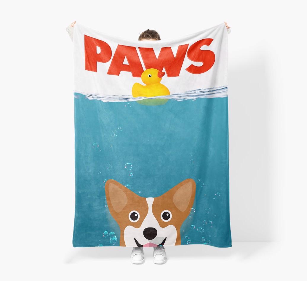 'Paws' - Personalized {breedFullName} Blanket: Premium Sherpa Fleece