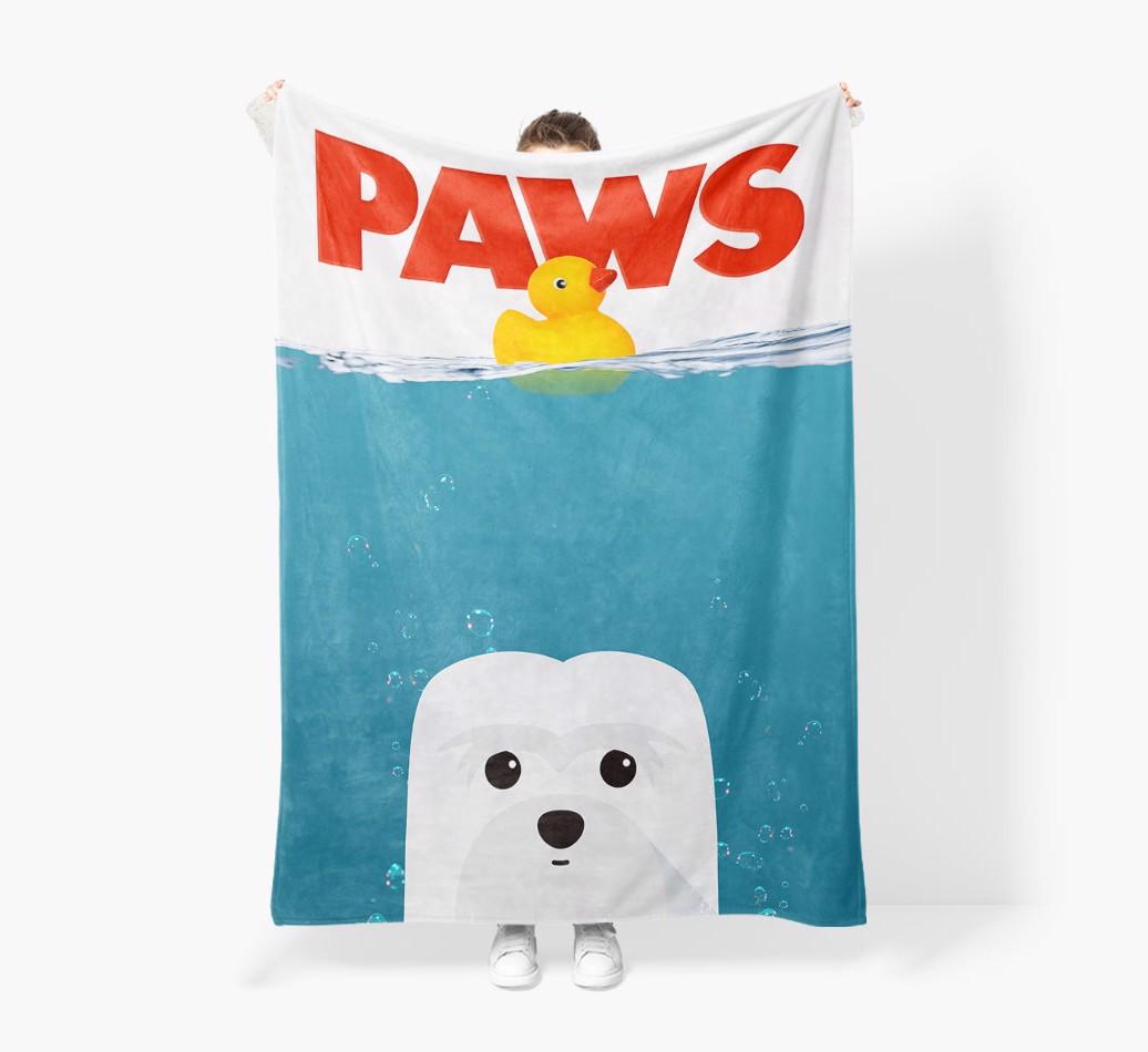 'Paws' - Personalized {breedFullName} Blanket: Premium Sherpa Fleece