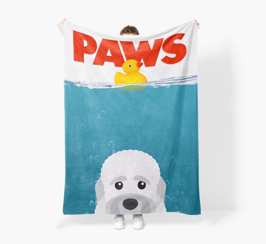 'Paws' - Personalized {breedFullName} Blanket: Premium Sherpa Fleece