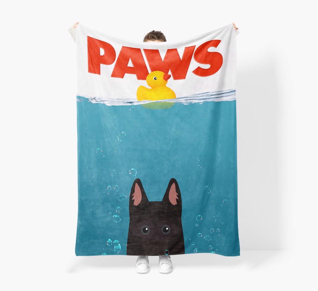 'Paws' - Personalized {breedFullName} Blanket: Premium Sherpa Fleece
