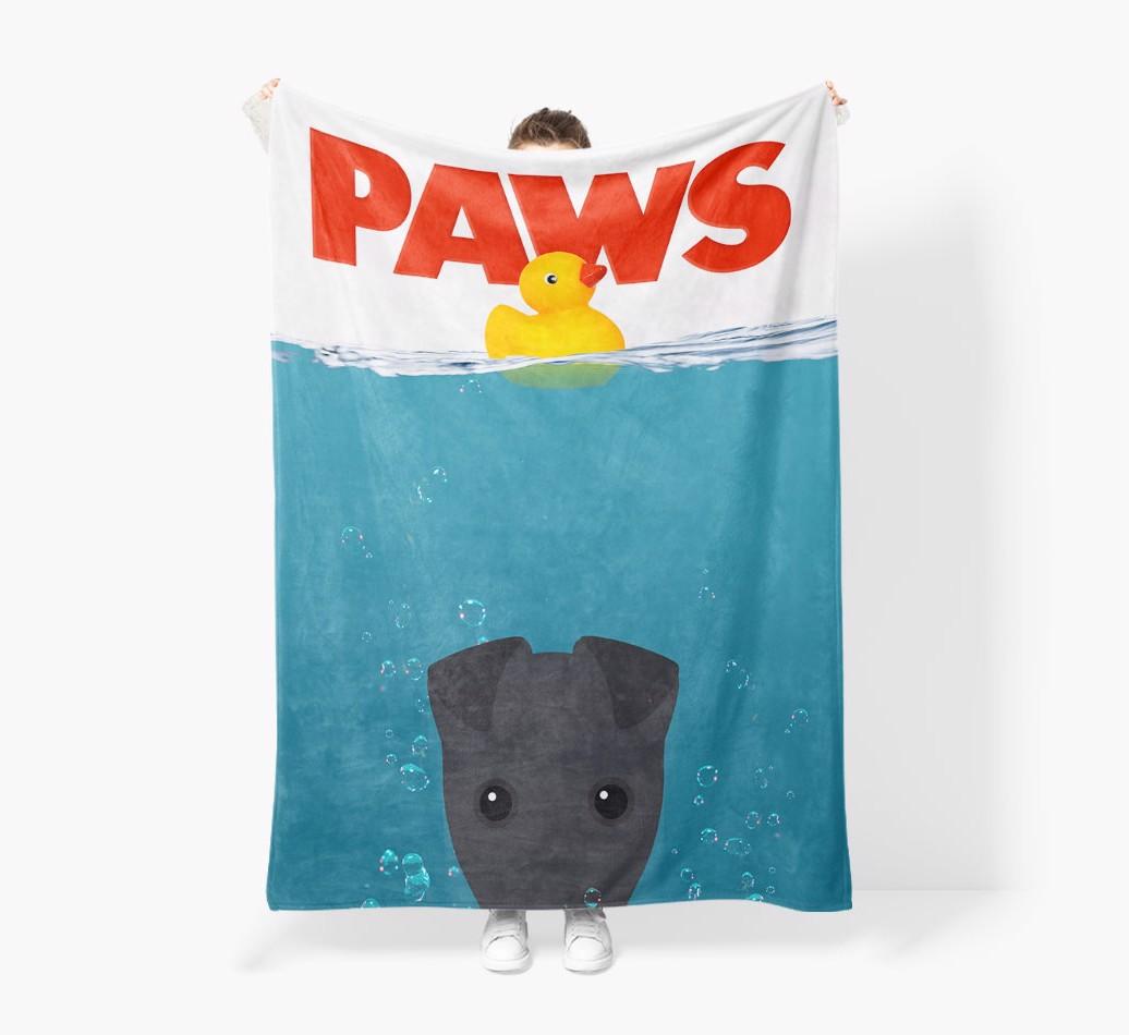 'Paws' - Personalized {breedFullName} Blanket: Premium Sherpa Fleece