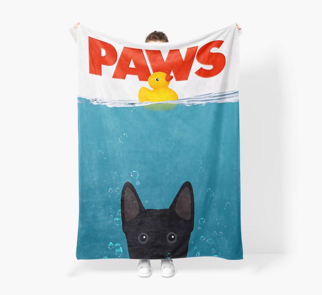 'Paws' - Personalized {breedFullName} Blanket: Premium Sherpa Fleece
