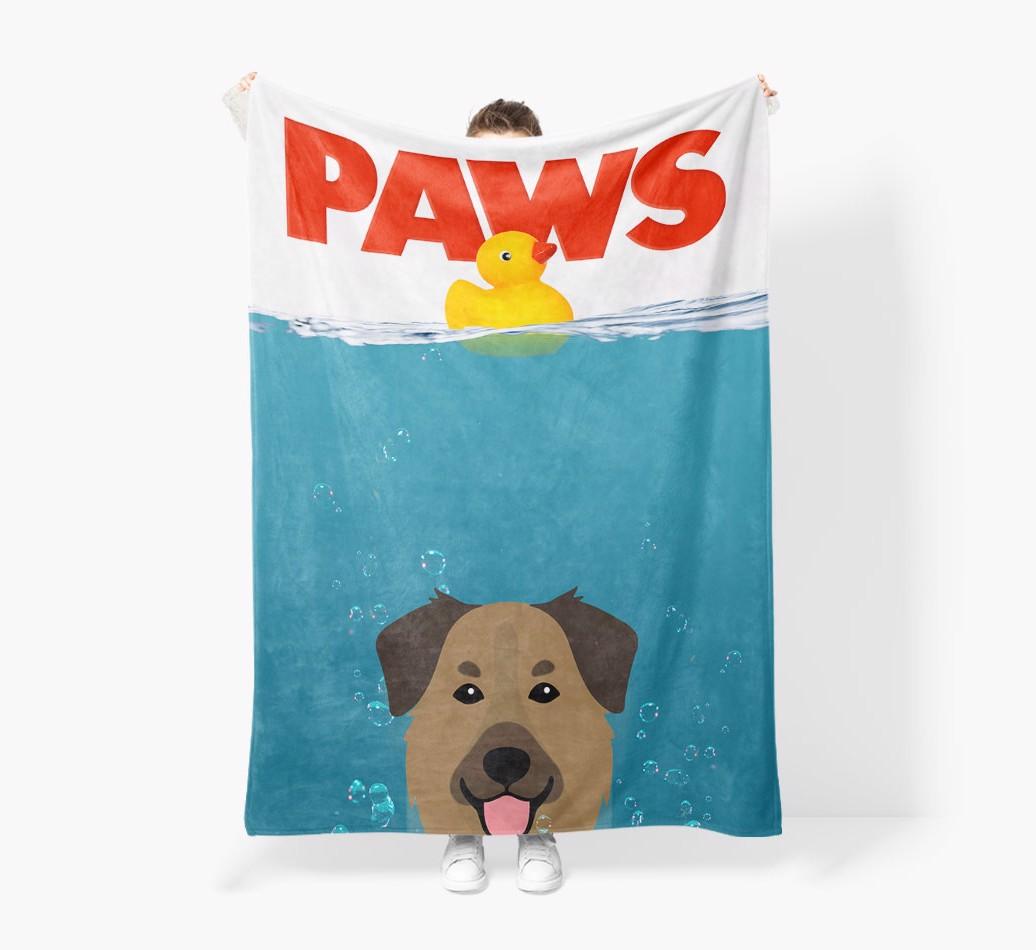 'Paws' - Personalized {breedFullName} Blanket: Premium Sherpa Fleece
