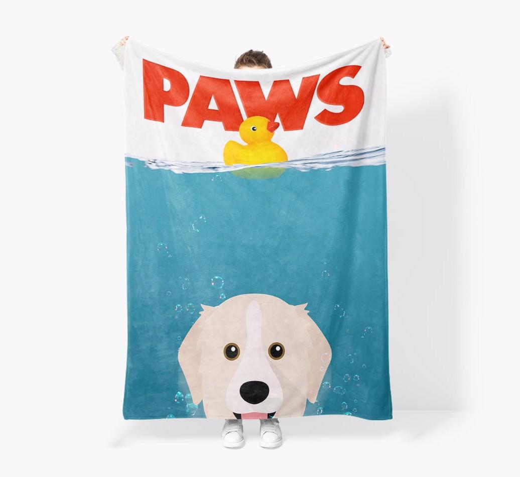 'Paws' - Personalized {breedFullName} Blanket: Premium Sherpa Fleece