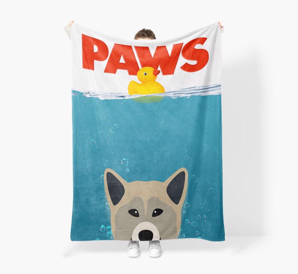 'Paws' - Personalized {breedFullName} Blanket: Premium Sherpa Fleece