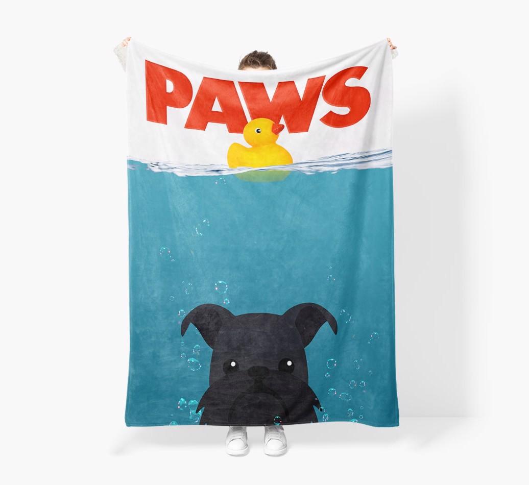 'Paws' - Personalized {breedFullName} Blanket: Premium Sherpa Fleece