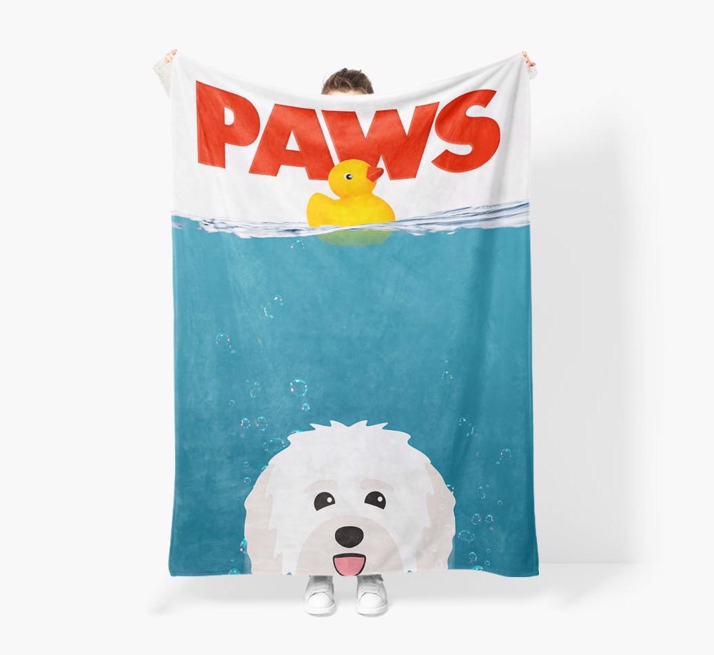'Paws' - Personalized {breedFullName} Blanket: Premium Sherpa Fleece