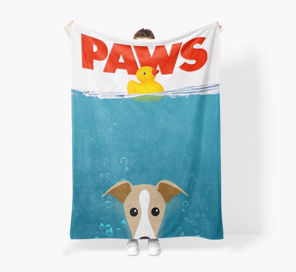 'Paws' - Personalized {breedFullName} Blanket: Premium Sherpa Fleece