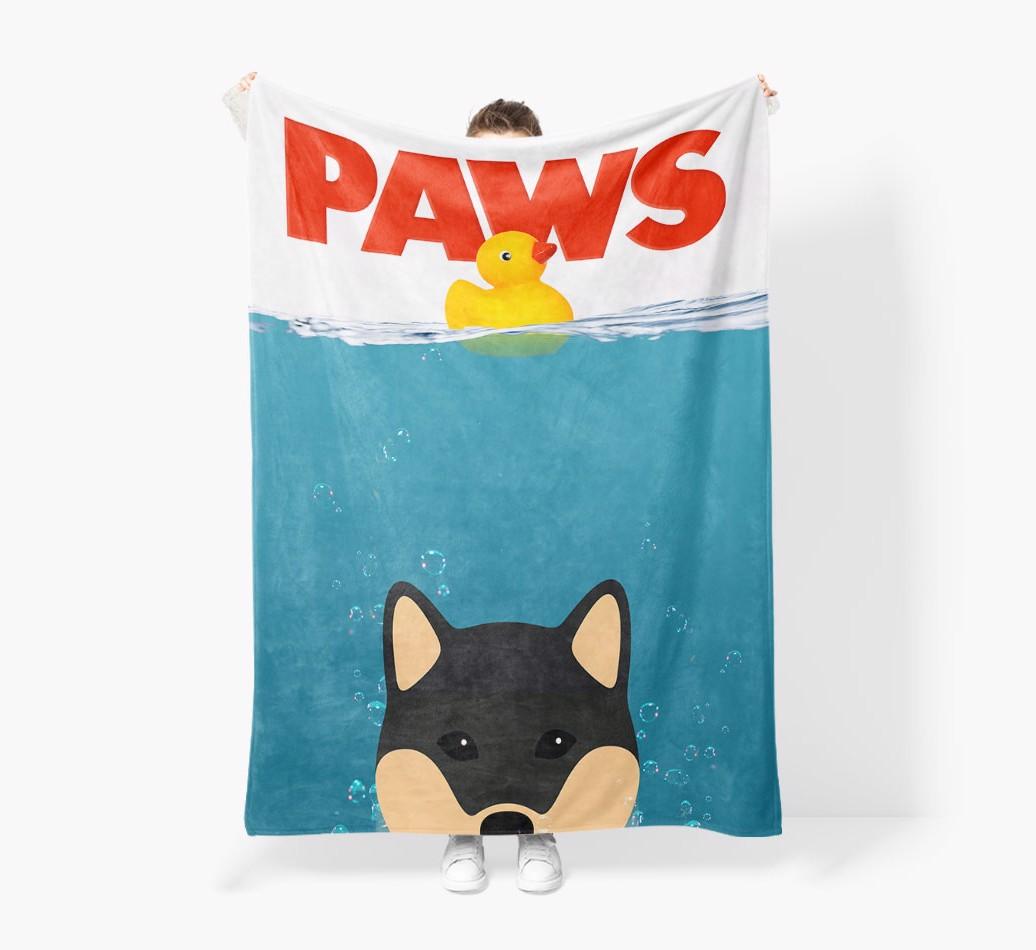 'Paws' - Personalized {breedFullName} Blanket: Premium Sherpa Fleece