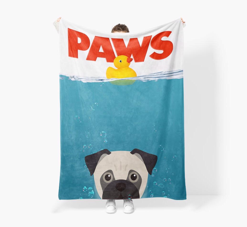 'Paws' - Personalized {breedFullName} Blanket: Premium Sherpa Fleece