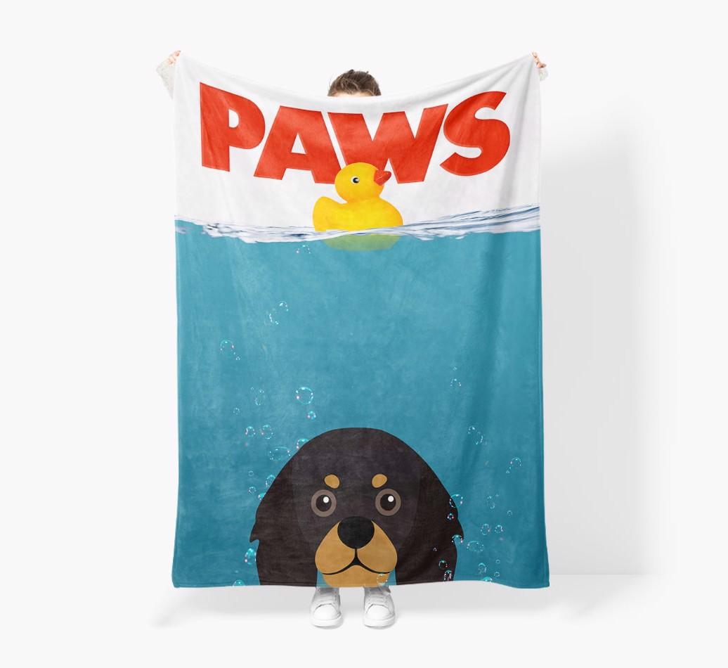 'Paws' - Personalized {breedFullName} Blanket: Premium Sherpa Fleece