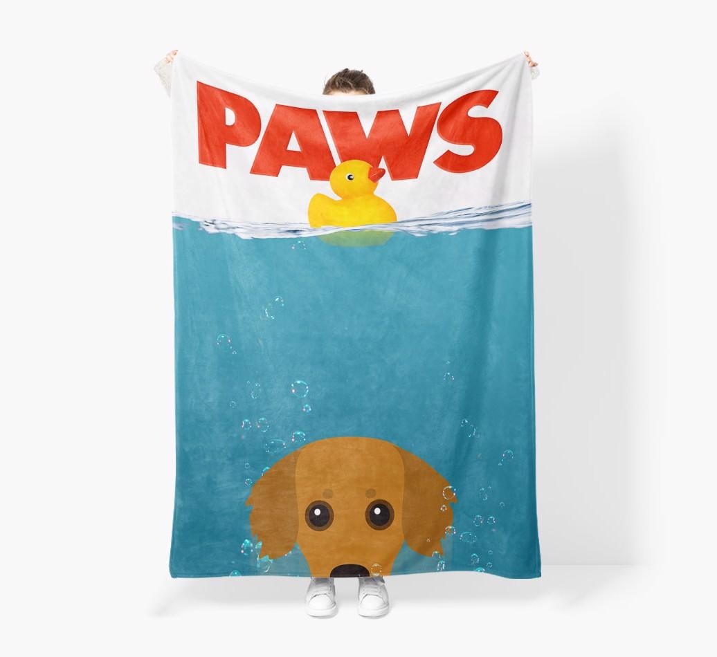 'Paws' - Personalized {breedFullName} Blanket: Premium Sherpa Fleece