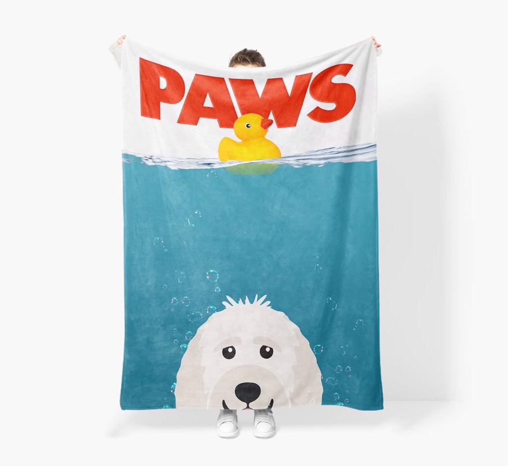 'Paws' - Personalized {breedFullName} Blanket: Premium Sherpa Fleece