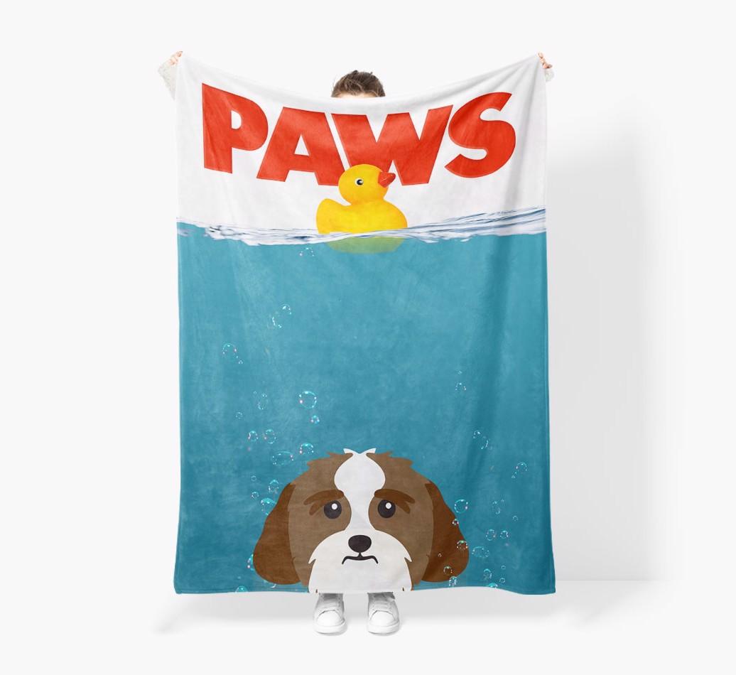 'Paws' - Personalized {breedFullName} Blanket: Premium Sherpa Fleece