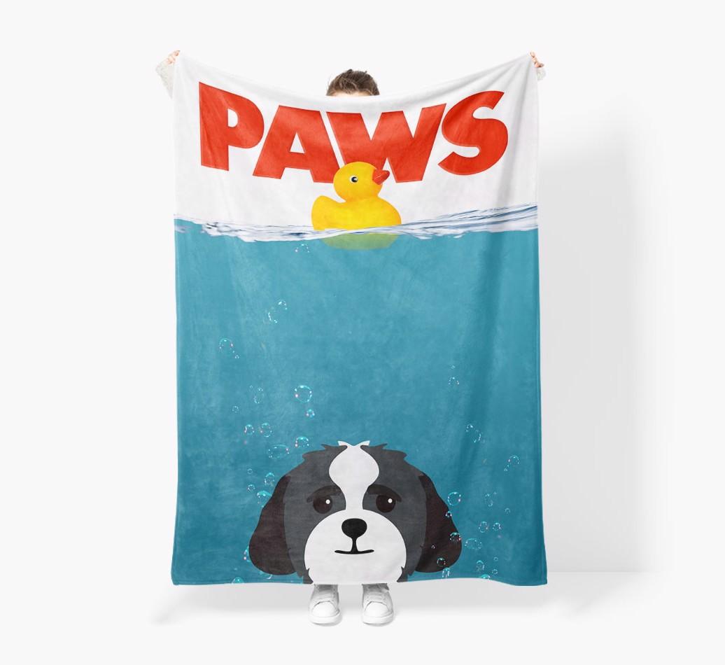 'Paws' - Personalized {breedFullName} Blanket: Premium Sherpa Fleece