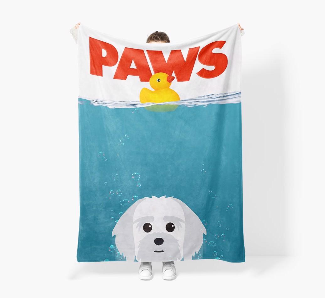 'Paws' - Personalized {breedFullName} Blanket: Premium Sherpa Fleece