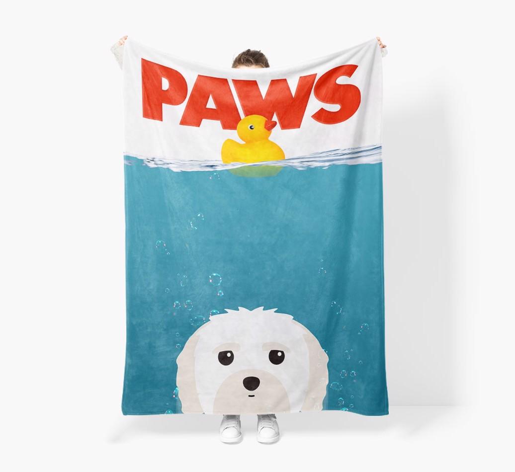 'Paws' - Personalized {breedFullName} Blanket: Premium Sherpa Fleece