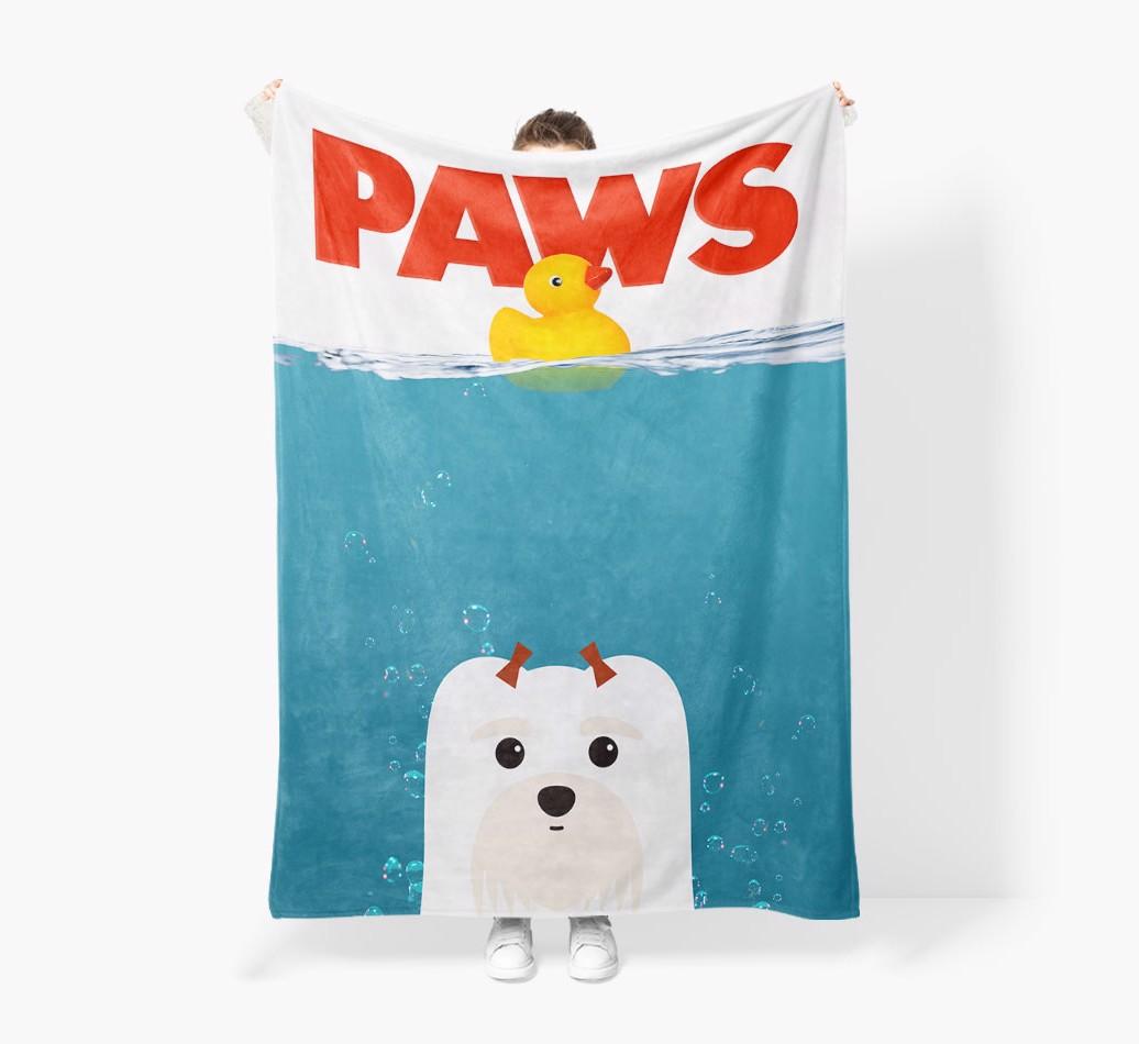 'Paws' - Personalized {breedFullName} Blanket: Premium Sherpa Fleece