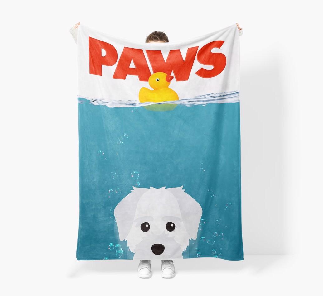 'Paws' - Personalized {breedFullName} Blanket: Premium Sherpa Fleece