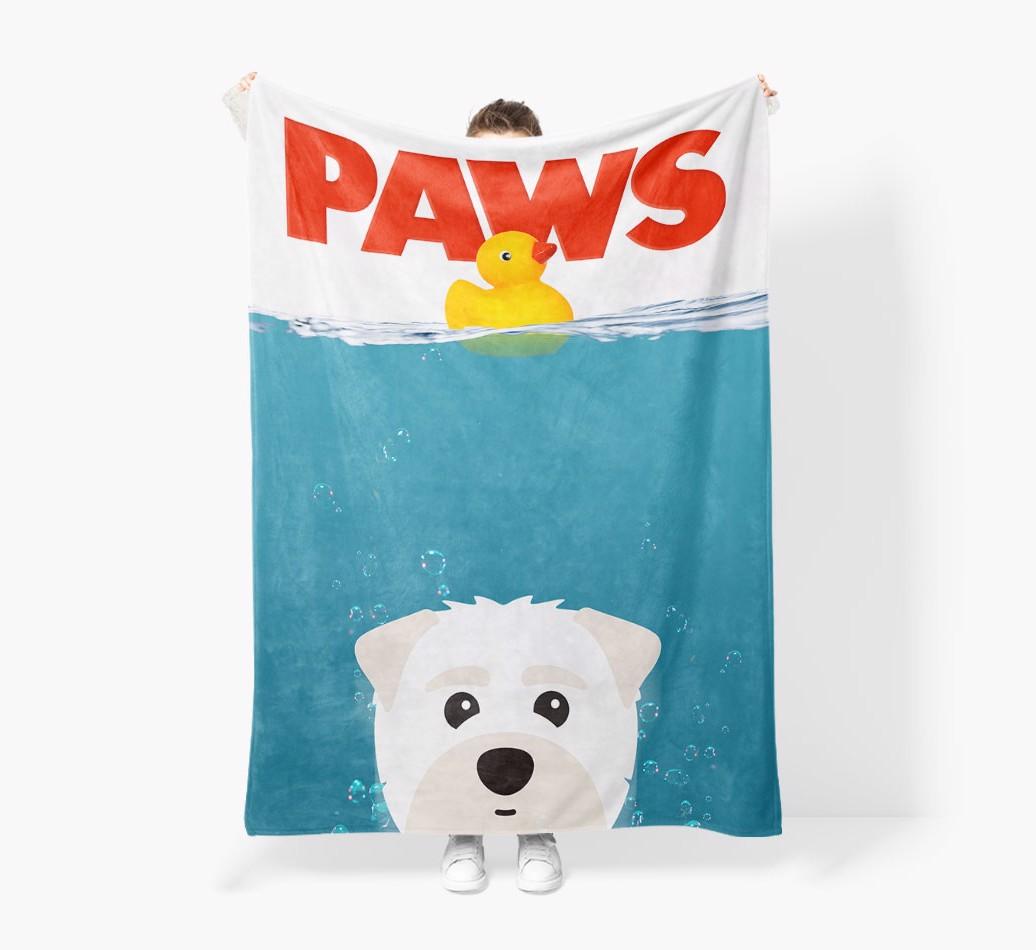 'Paws' - Personalized {breedFullName} Blanket: Premium Sherpa Fleece