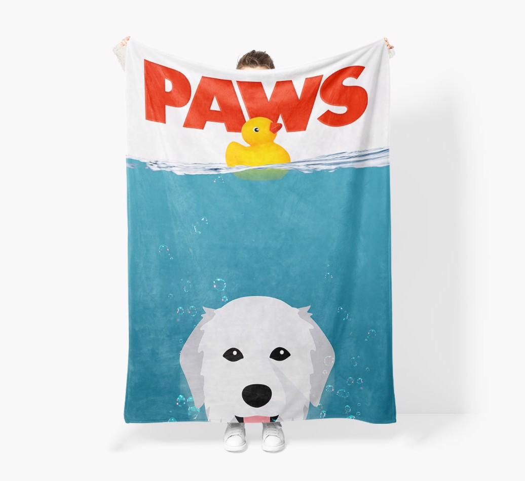 'Paws' - Personalized {breedFullName} Blanket: Premium Sherpa Fleece