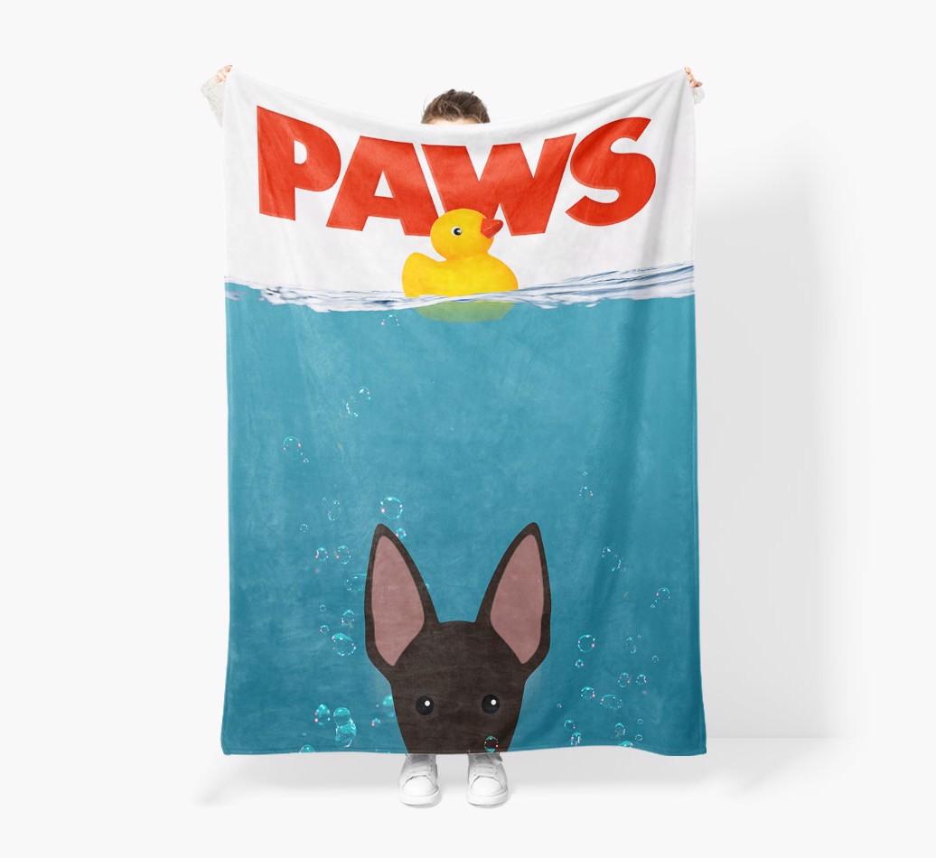 'Paws' - Personalized {breedFullName} Blanket: Premium Sherpa Fleece