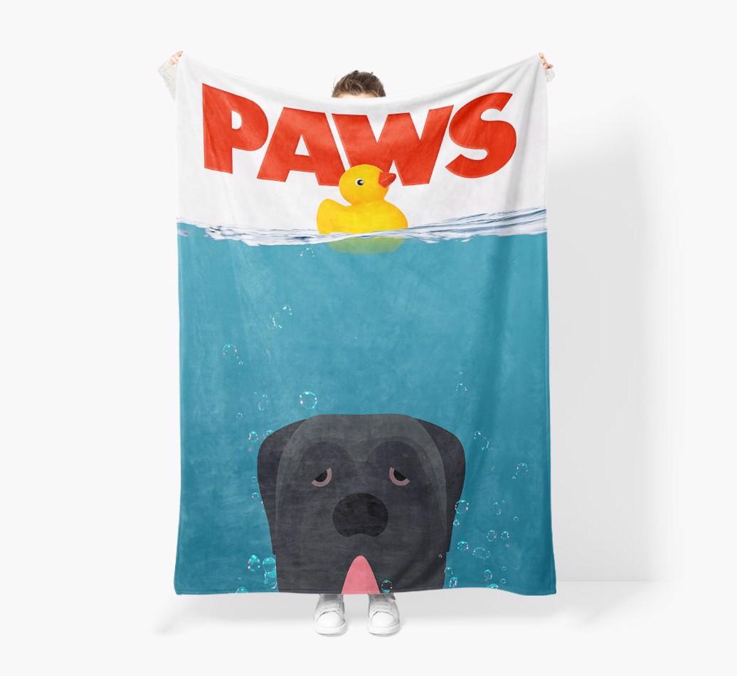 'Paws' - Personalized {breedFullName} Blanket: Premium Sherpa Fleece