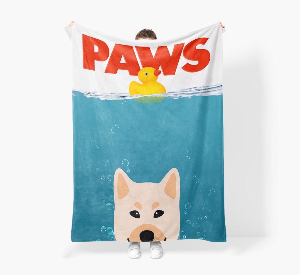'Paws' - Personalized {breedFullName} Blanket: Premium Sherpa Fleece
