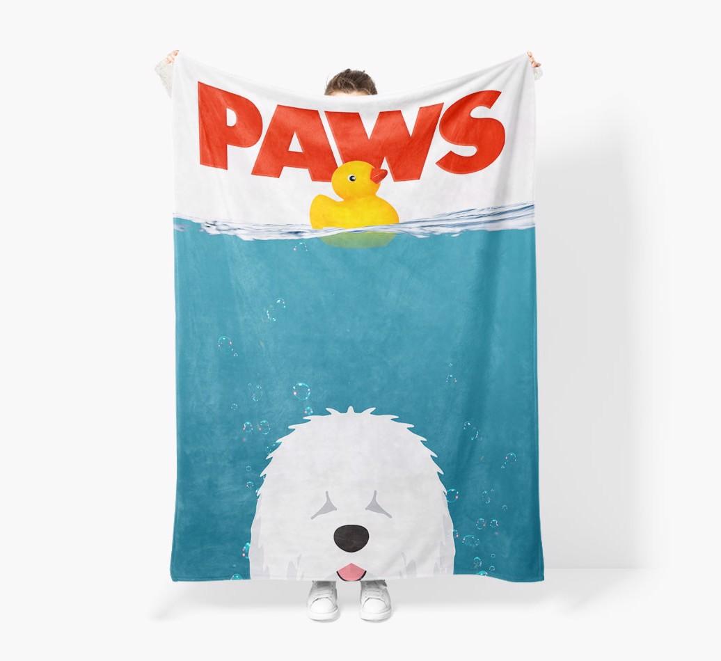 'Paws' - Personalized {breedFullName} Blanket: Premium Sherpa Fleece