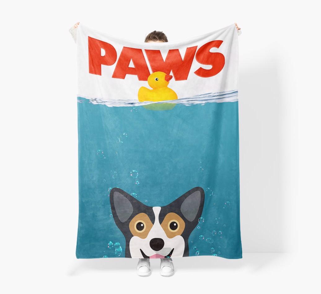 'Paws' - Personalized {breedFullName} Blanket: Premium Sherpa Fleece