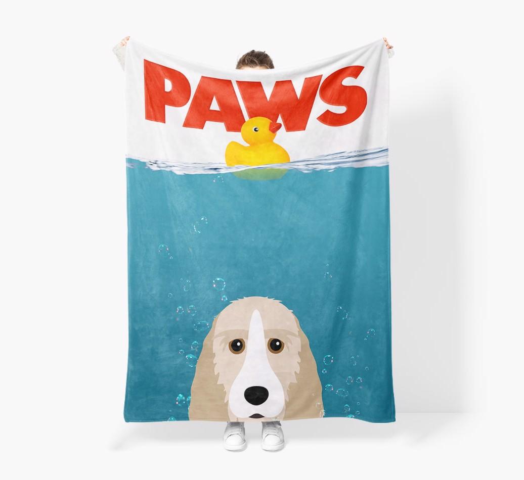 'Paws' - Personalized {breedFullName} Blanket: Premium Sherpa Fleece