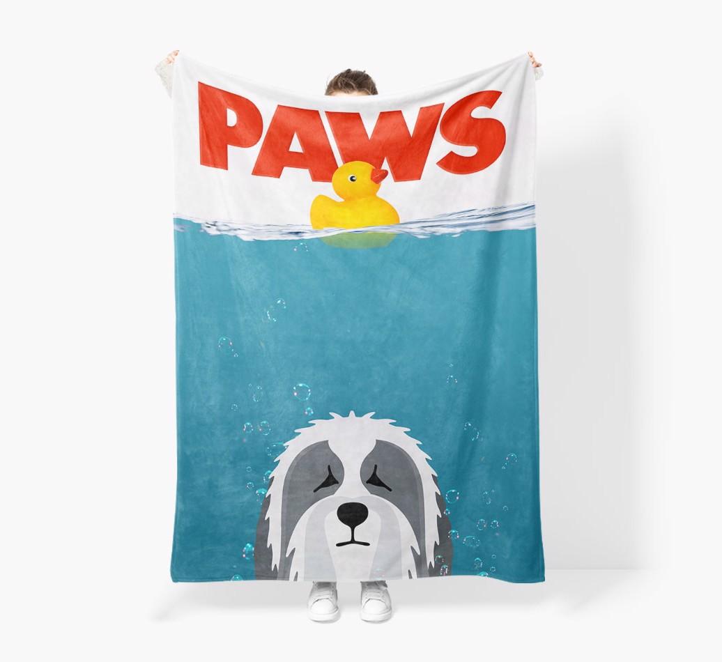 'Paws' - Personalized {breedFullName} Blanket: Premium Sherpa Fleece